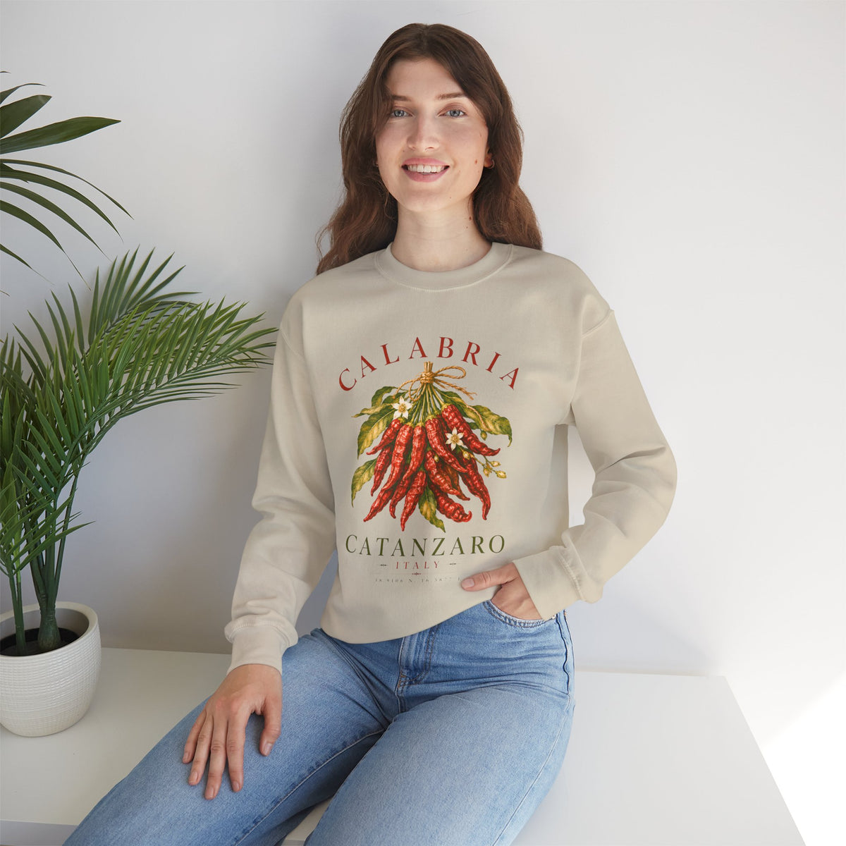 Calabria Catanzaro Sweatshirt, Vintage Italian Chili Pepper Crewneck, Italian Heritage Sweatshirt, Calabria Gift, Cozy Unisex Pullover