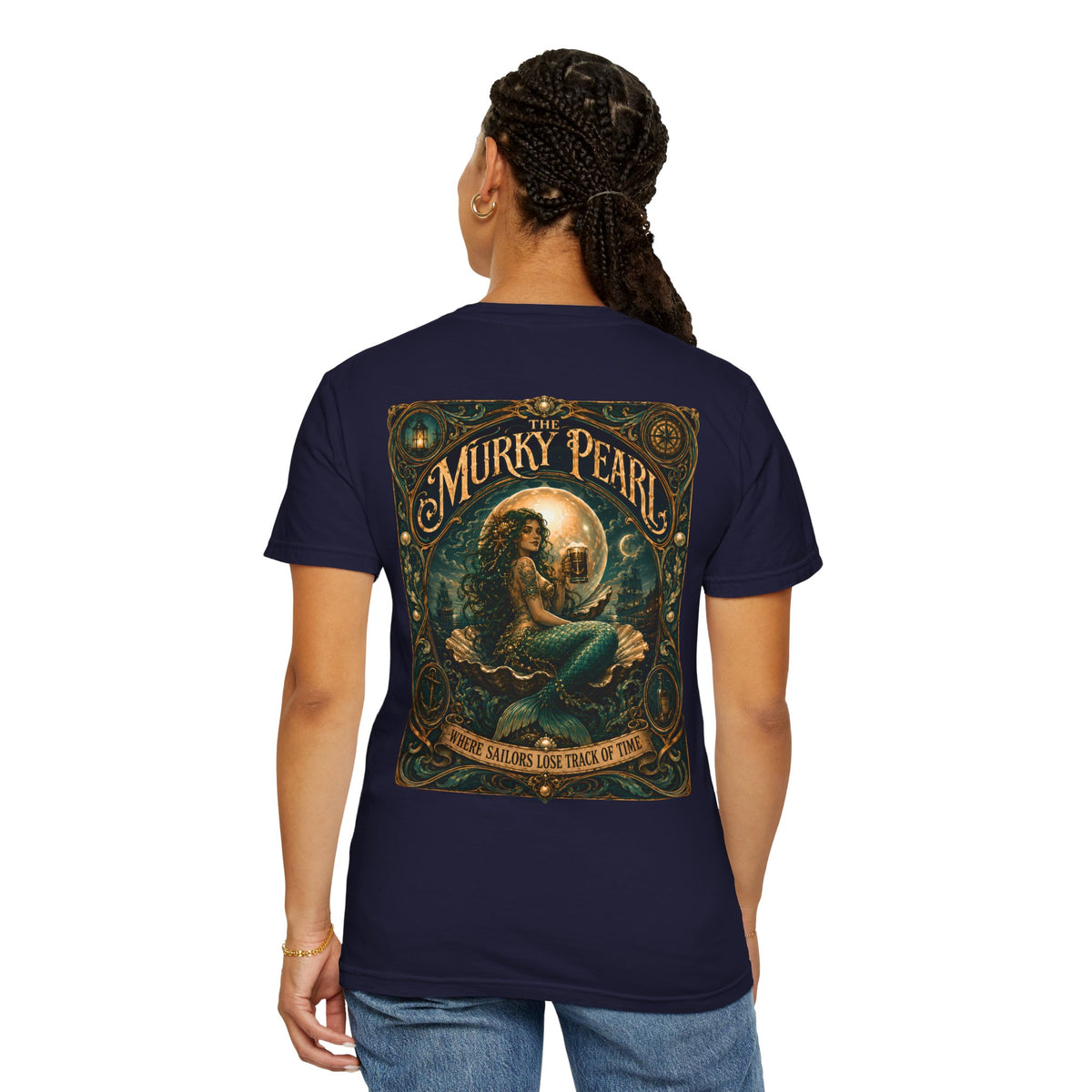 The Murky Pearl Comfort Colors 1717 Tee, Vintage Mermaid Shirt, Nautical Graphic T-Shirt, Coastal Beach Tee, Ocean Lover Gift