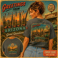 Greetings from WHY Arizona T-shirt | Road Trip Vintage Postcard Design