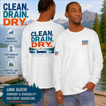 Long Sleeve Tee — "Clean. Drain. Dry." Lake Conservation Shirt