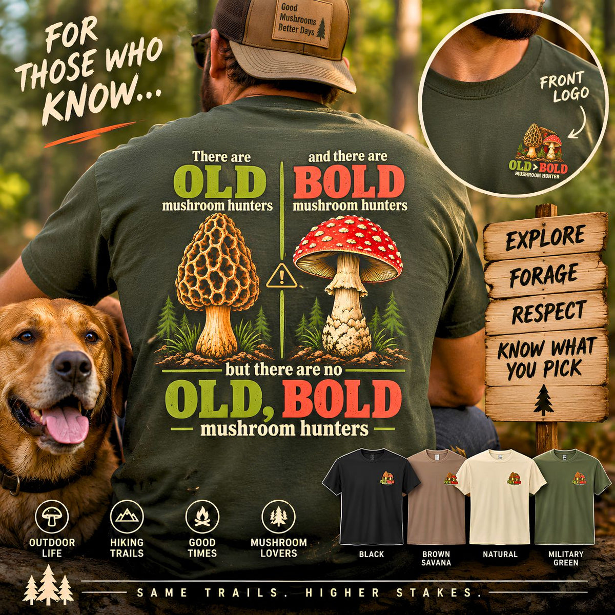 Funny Mushroom Hunting Shirt, Morel Forager Gift, Mycology Lover Tee, Fungi Foraging Outdoor Graphic T-Shirt