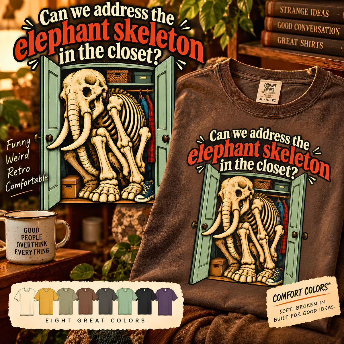 Elephant Skeleton Shirt, Funny Skeleton T Shirt