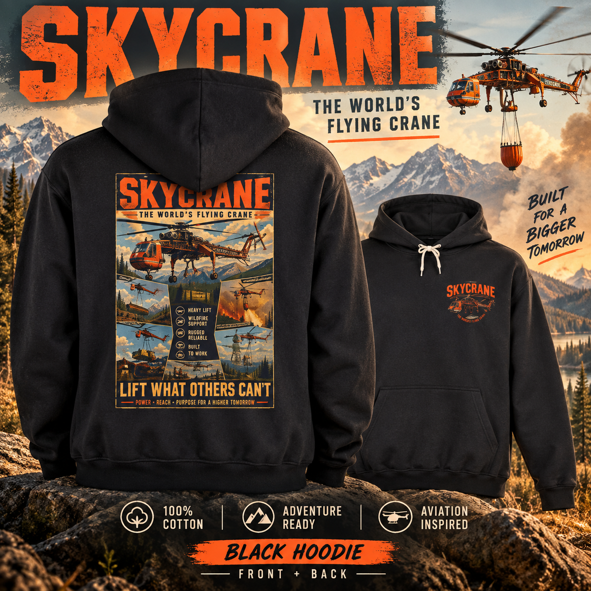 Sikorsky S-64 Skycrane Hoodie, Helicopter Hoodie