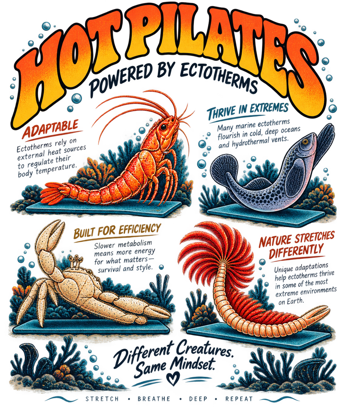 Hot Pilates Shirt, Marine Biology Gift, Funny Ectotherm, Ocean Science Teacher, Deep Sea Animal Graphic T Shirt, Comfort Colors 1717