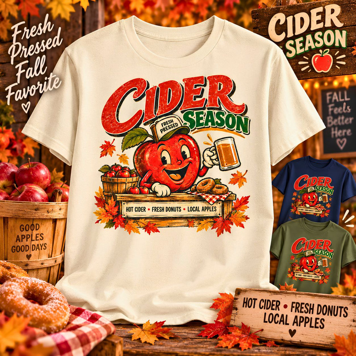 Cider Season Shirt, Fall Apple Shirt