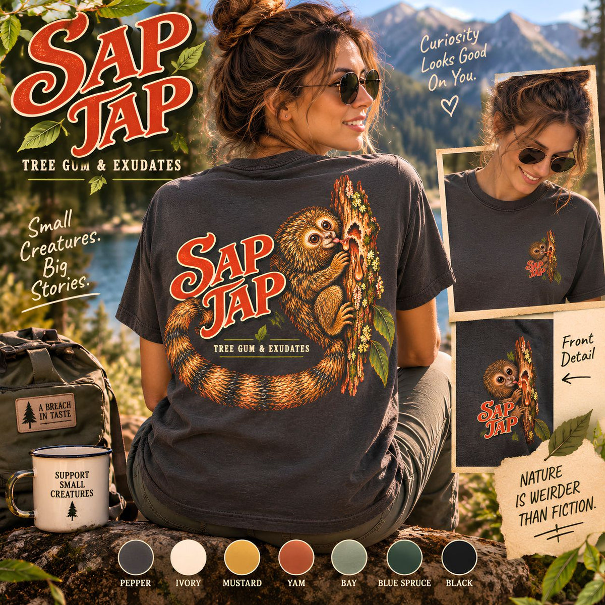 Pygmy Marmoset Shirt, Sap Tap Monkey Tee, Funny Primate Shirt, Marmoset Lover Gift, Wildlife Comfort Colors T-Shirt