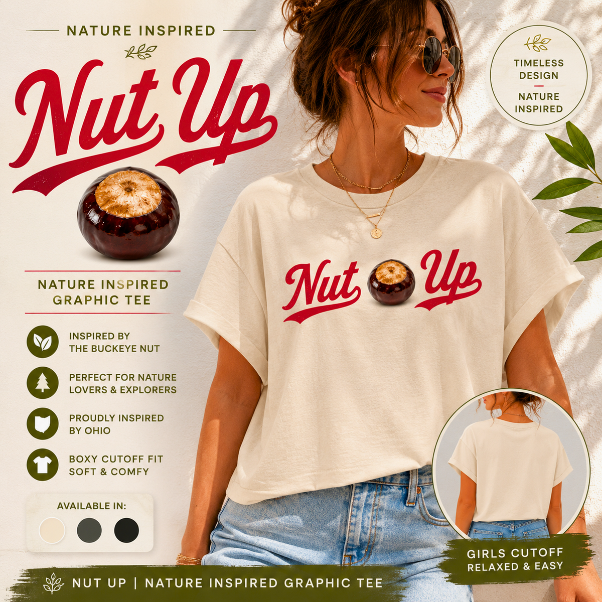 Boxy-crop Nut Up Shirt Buckeye Nut Graphic Tee