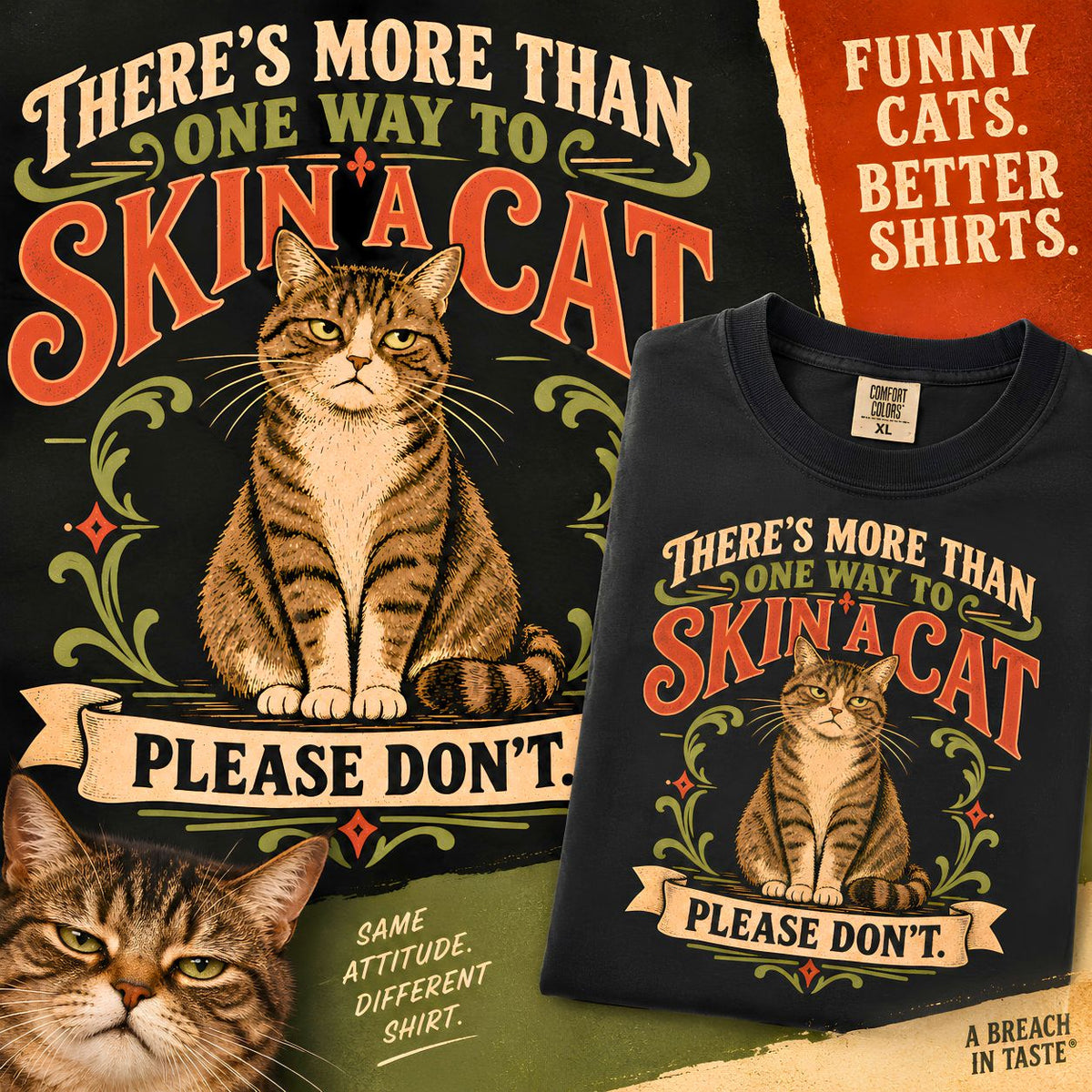 Funny Cat Shirt, Theres More Than One Way to Skin a Cat Tee