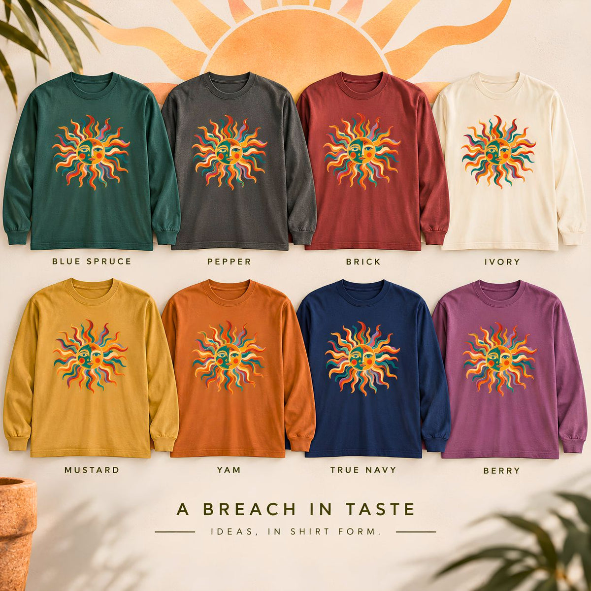 Retro Sun Long Sleeve Shirt, Folk Art Celestial Tee, Vintage Sun Face Shirt, Boho Graphic Long Sleeve
