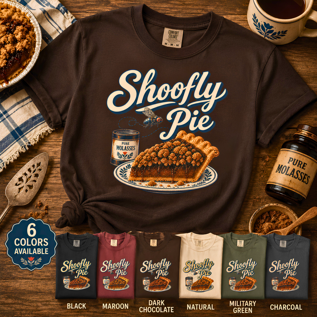 Shoofly Pie Vintage Pie Graphic Tee | Retro Baking T-shirt