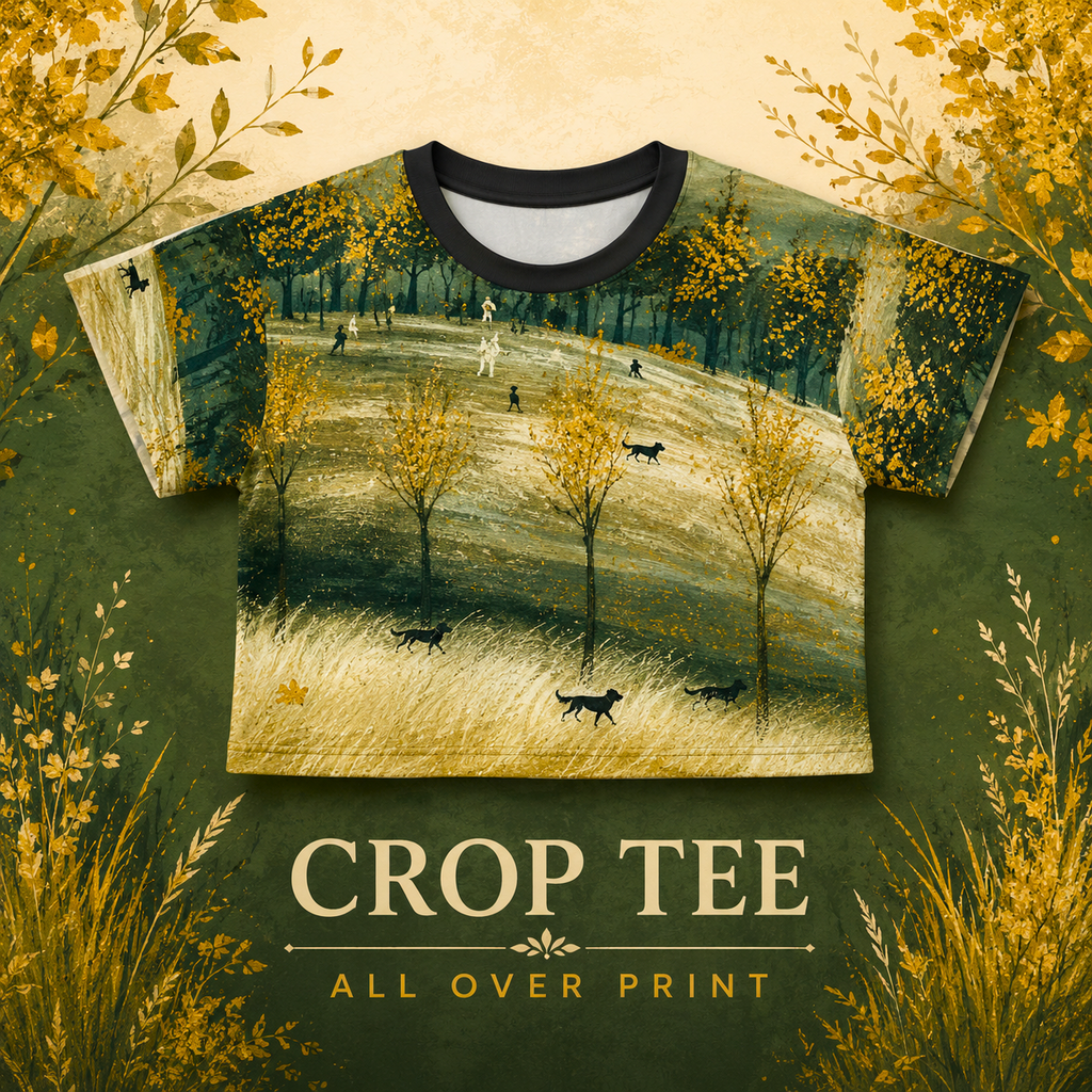 Autumn Fox Meadow Crop Tee All-Over Print Fall Landscape