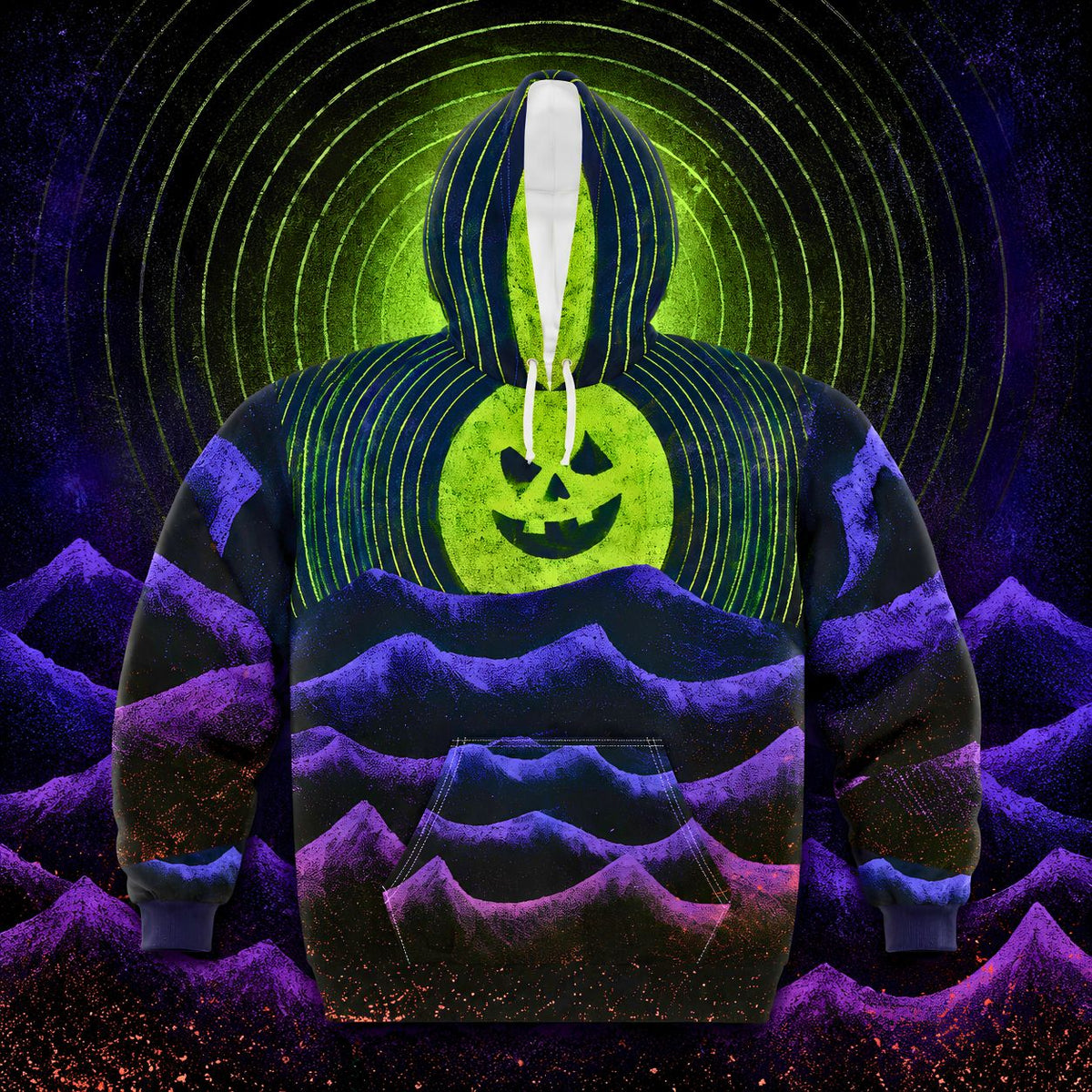 Halloween AOP Hoodie, Jack O Lantern Moon Hoodie