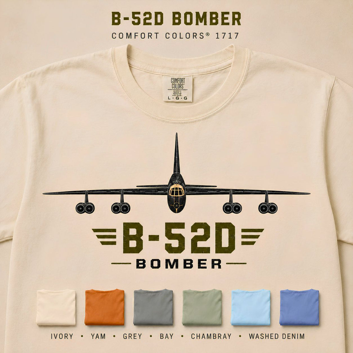 B-52D Bomber Shirt, Front View Aircraft Tee