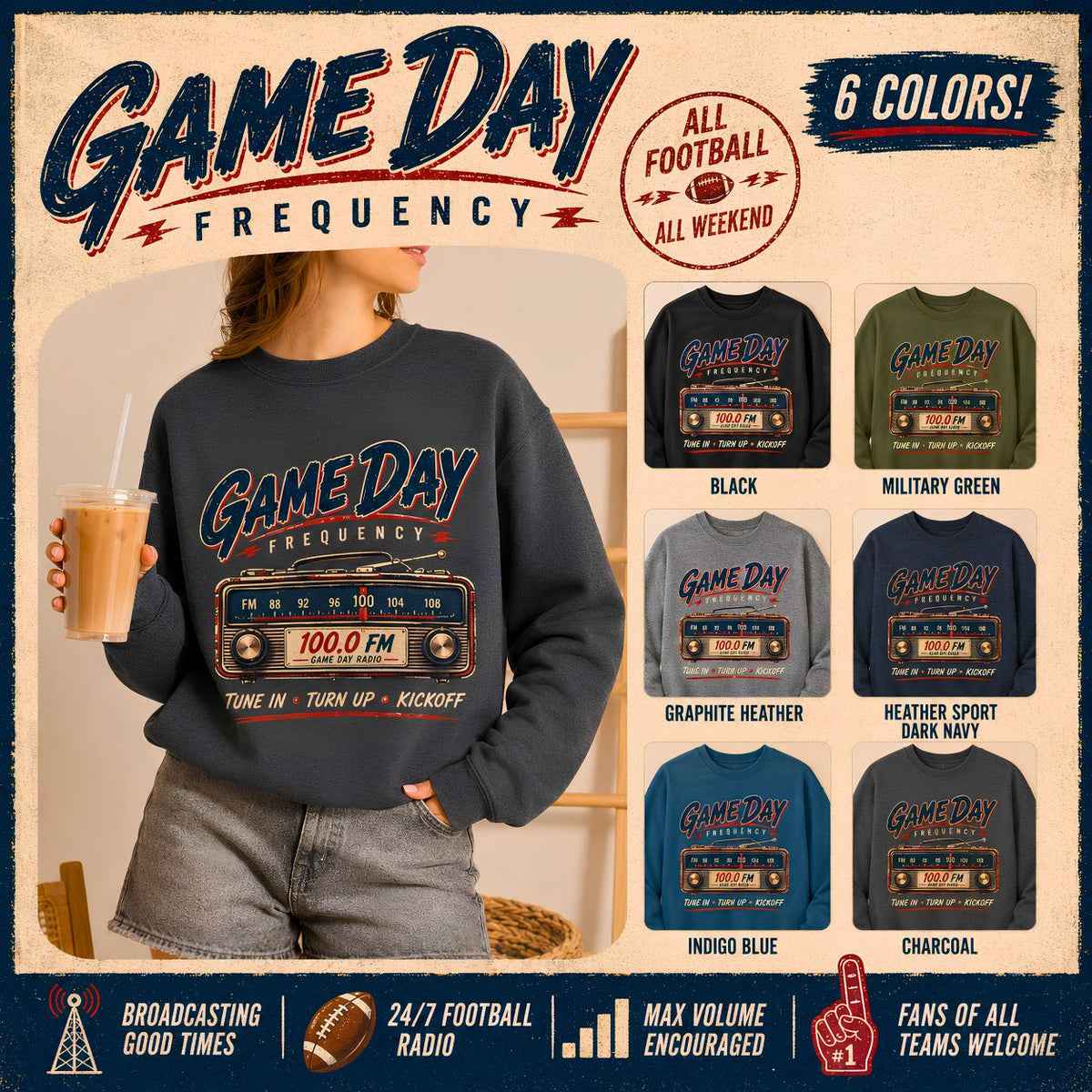 Game Day Sweatshirt, Vintage Football Sweatshirt
