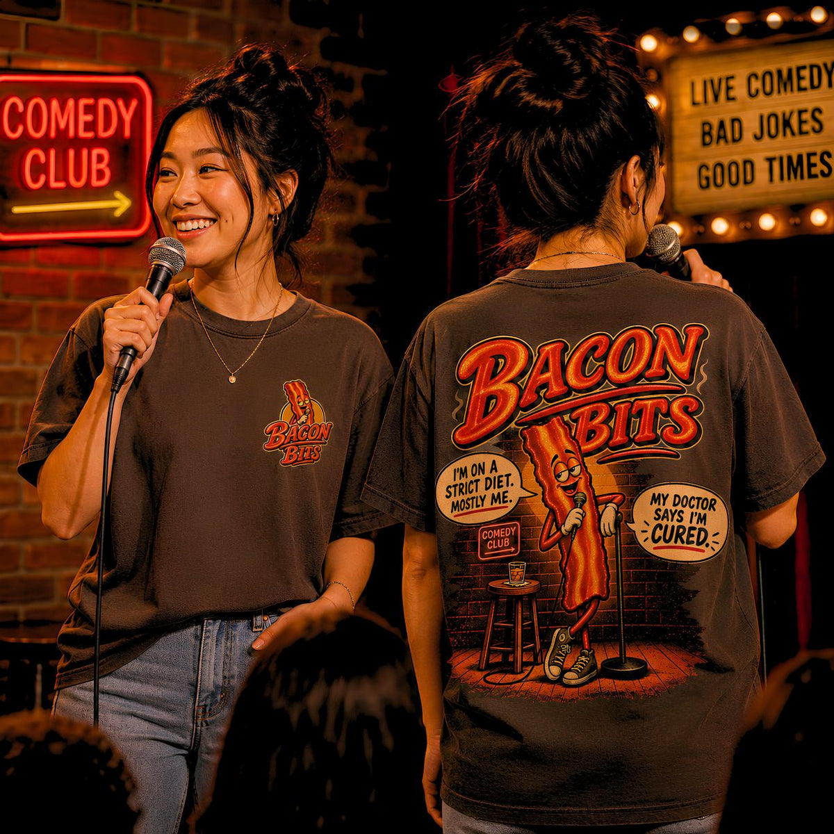 Bacon Bits Funny Bacon Shirt, Stand Up Comedy Graphic Tee