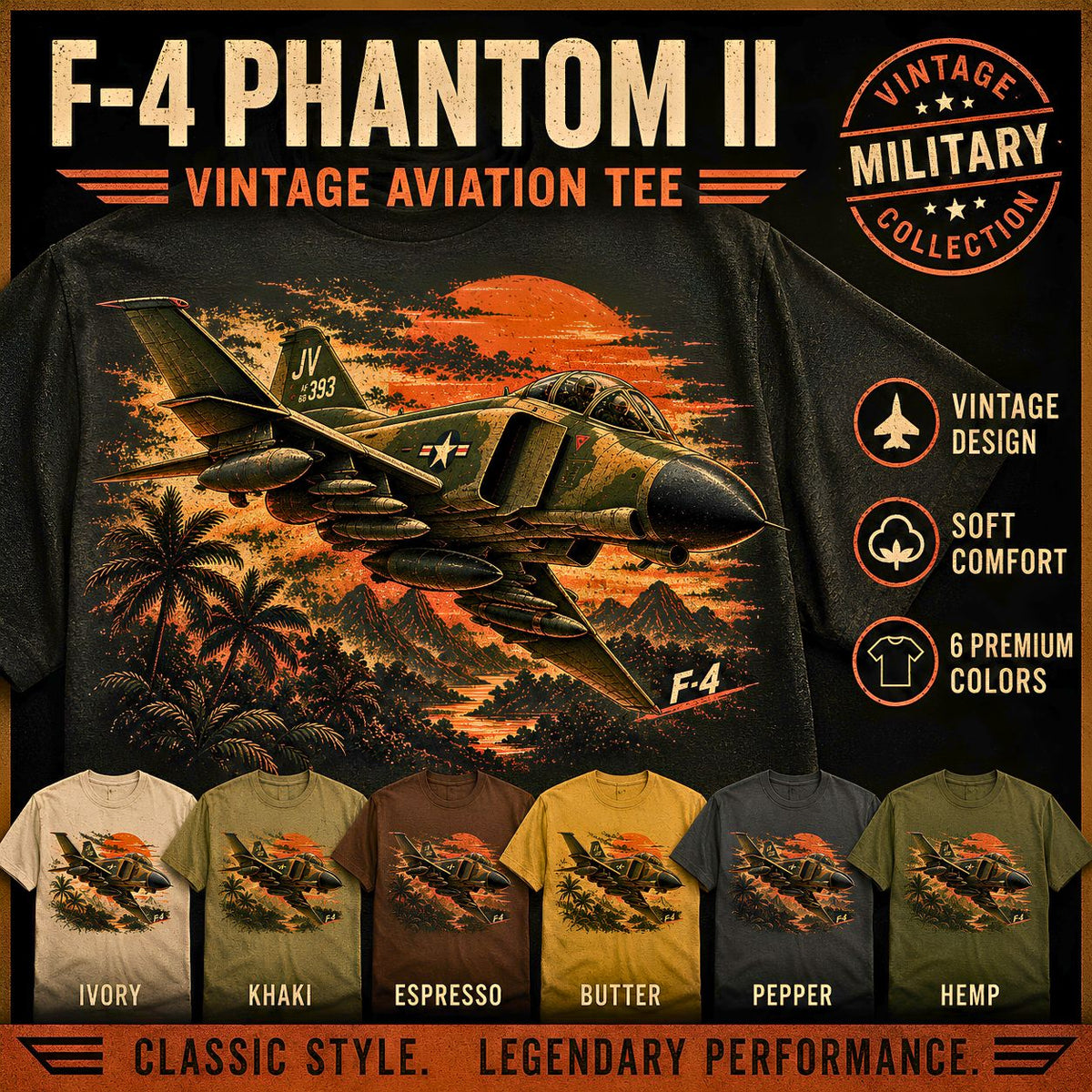 F-4 Phantom II Shirt, Vintage Military Aviation Tee