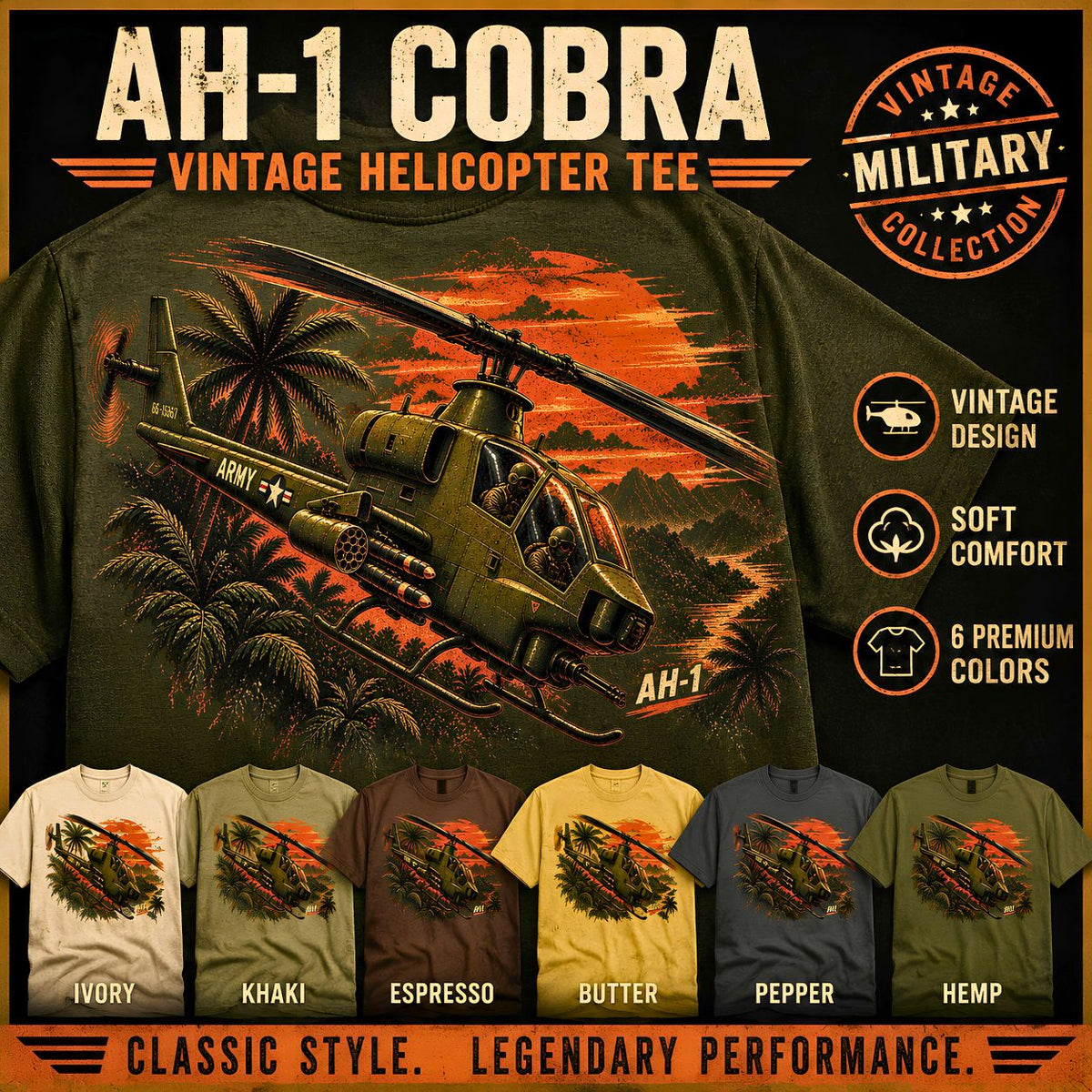AH-1 Cobra Helicopter Shirt, Vintage Military Aviation Tee