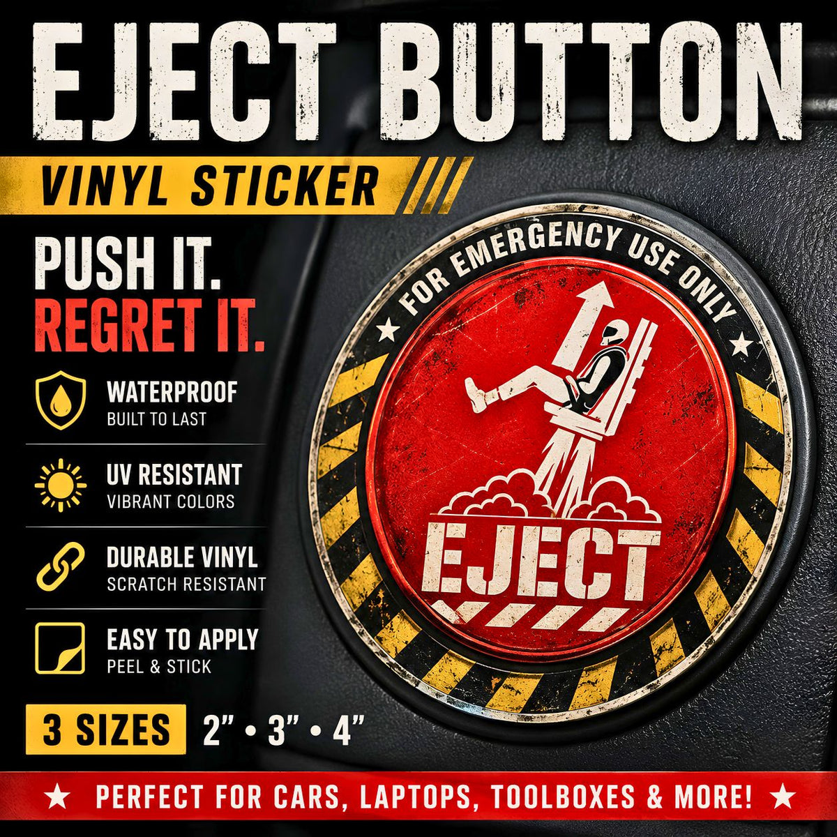 Eject Button Sticker, Funny Aviation Decal