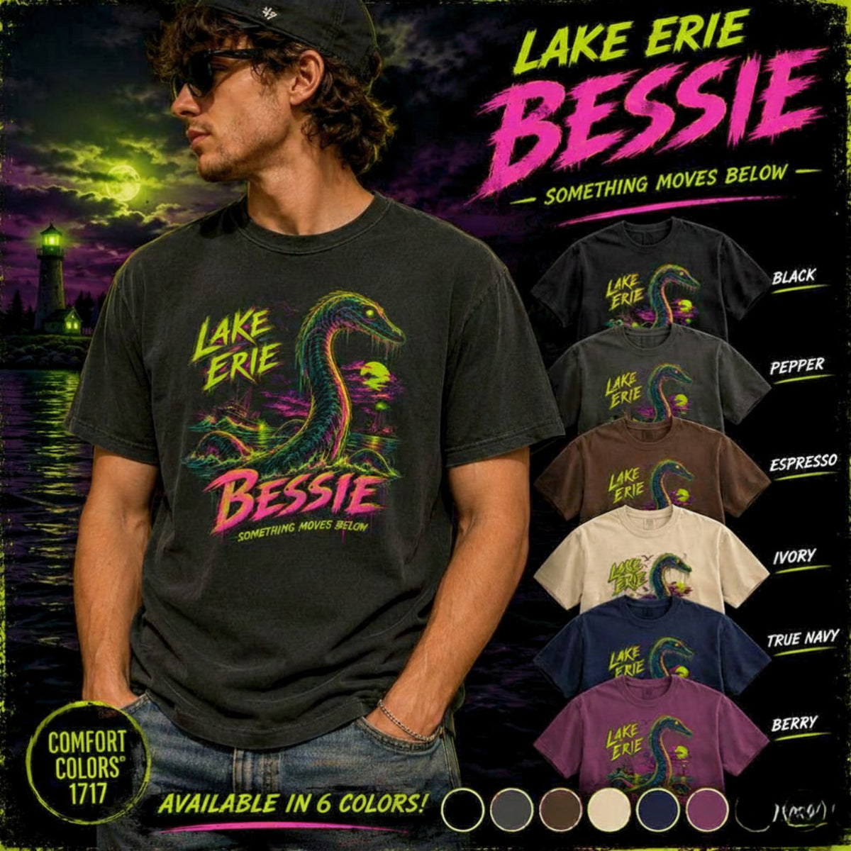 Lake Erie Bessie Sea Monster T-Shirt Vintage Monster Graphic