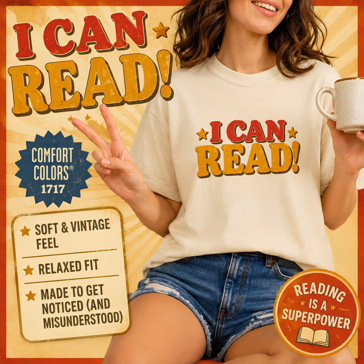I Can Read Shirt, Funny Retro Reading T-Shirt