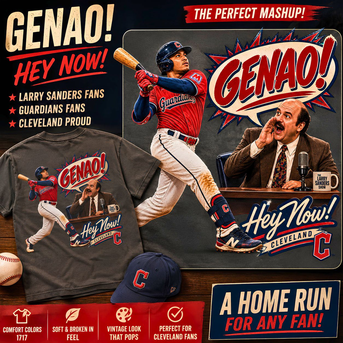 Genao Hey Now Cleveland Baseball Shirt Hank Kingsley Inspired Guardians Fan Tee