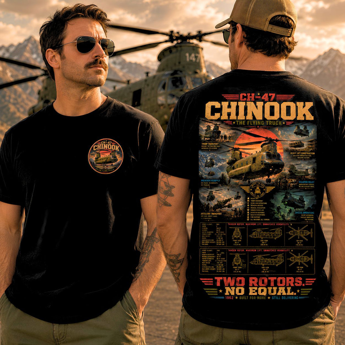 CH-47 Chinook Helicopter Shirt Military Aviation Tee | The Flying Truck | Chinook Pilot Gift | Army Helicopter T-Shirt