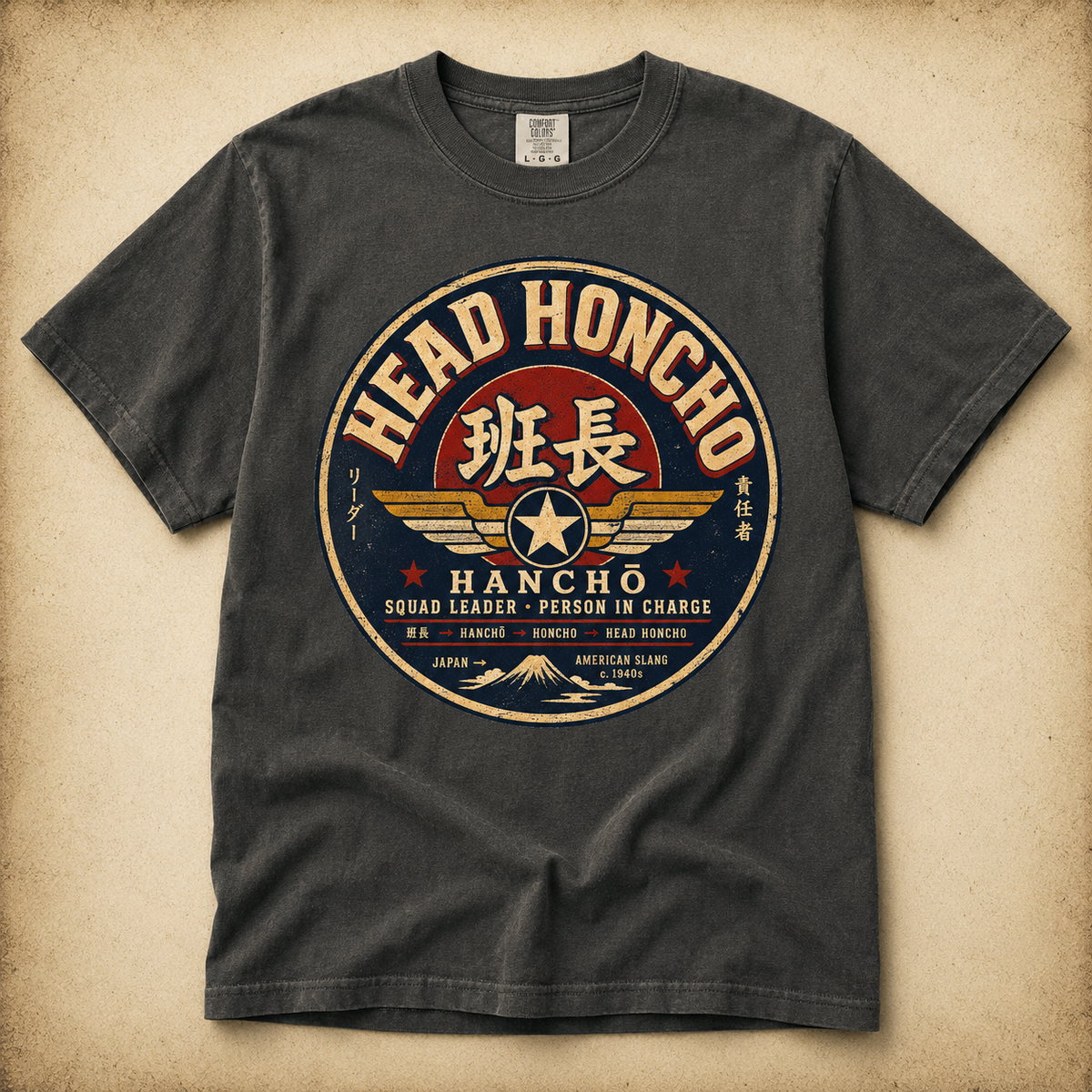 Head Honcho Shirt | Vintage Japanese Hancho Graphic Tee | Funny Boss Shirt | Retro Workwear Comfort Colors T-Shirt