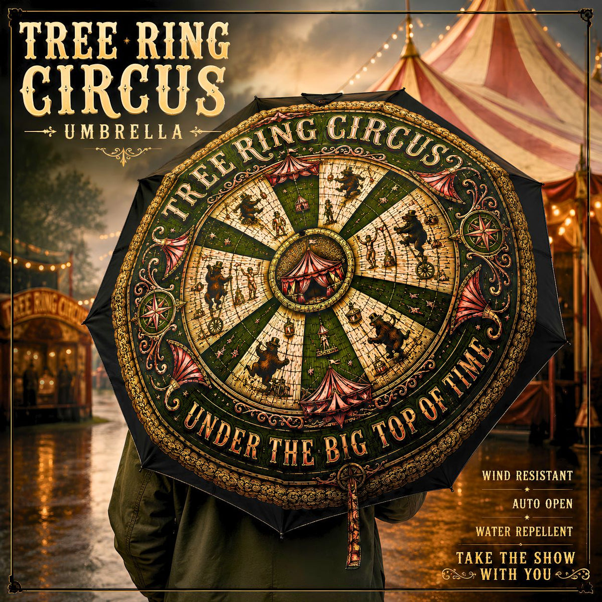 Tree Ring Circus Vintage Umbrella Whimsical Forest Circus Art