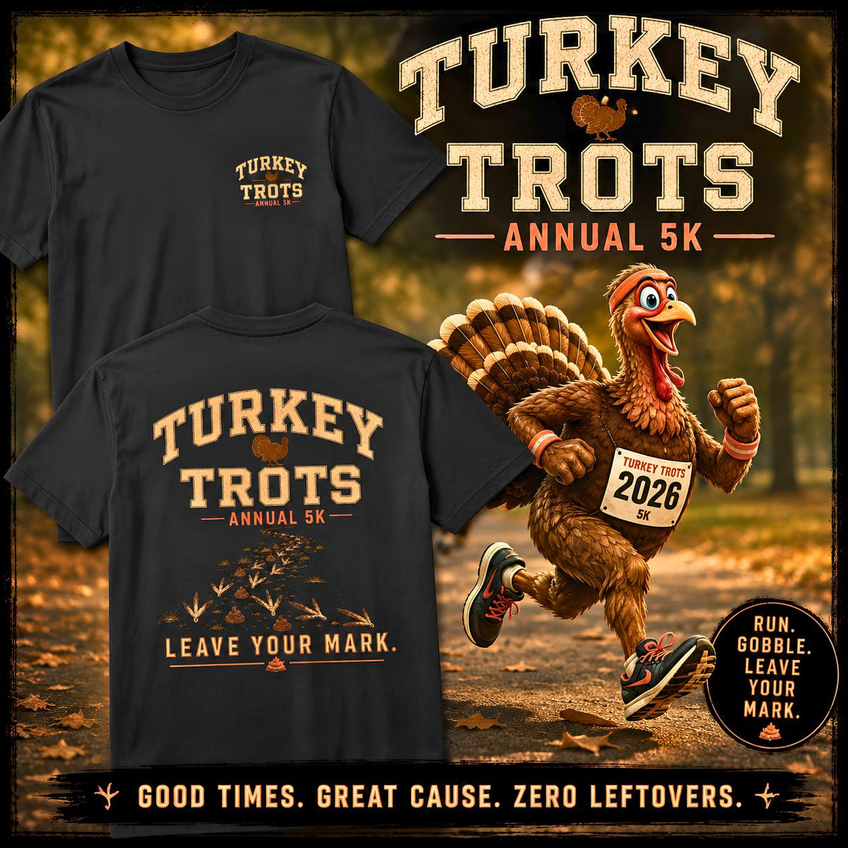 Turkey Trots annual 5K Leave Your Mark T-shirt Thanksgiving run tee