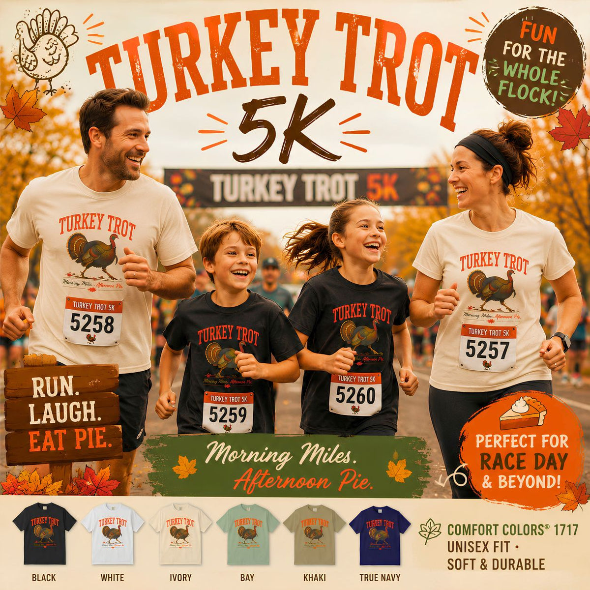 Turkey Trot Vintage Turkey T-Shirt Thanksgiving Run Graphic Tee