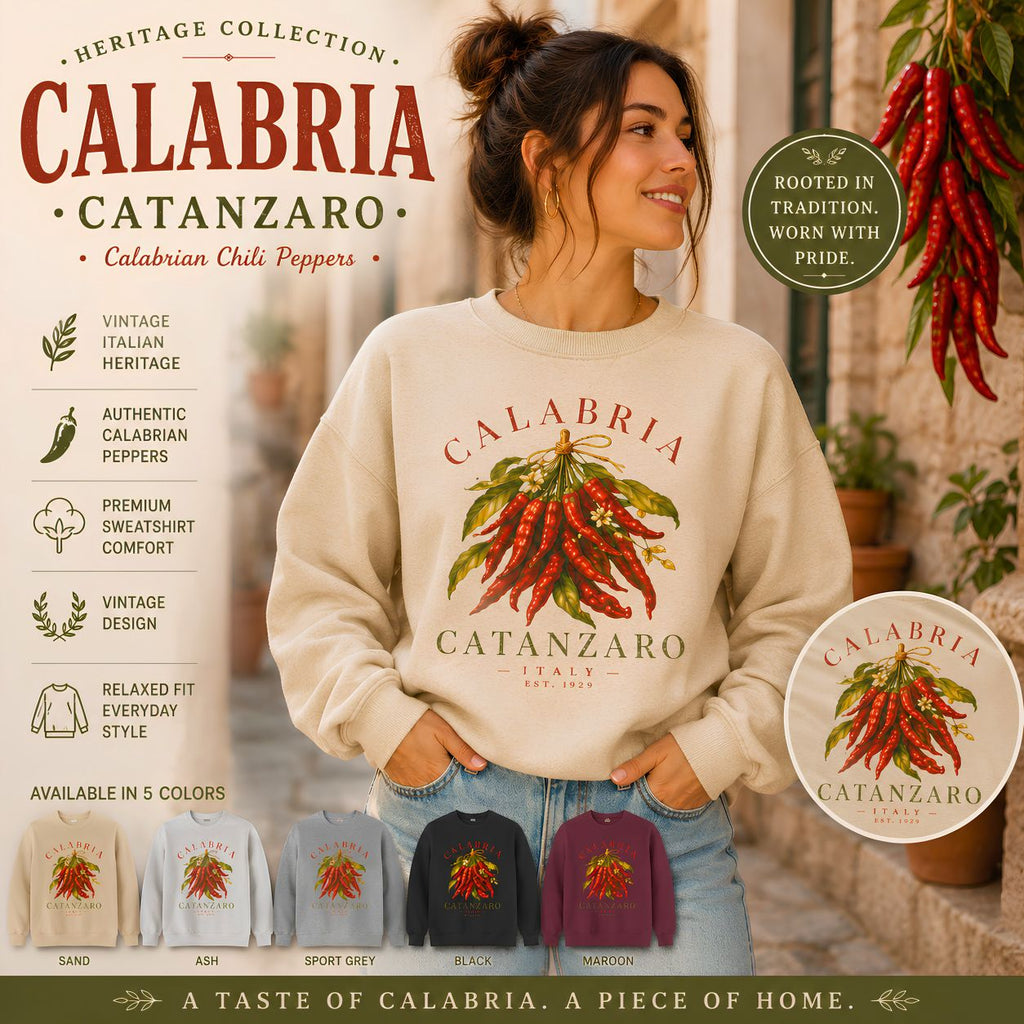 Calabria Catanzaro Sweatshirt, Vintage Italian Chili Pepper Crewneck