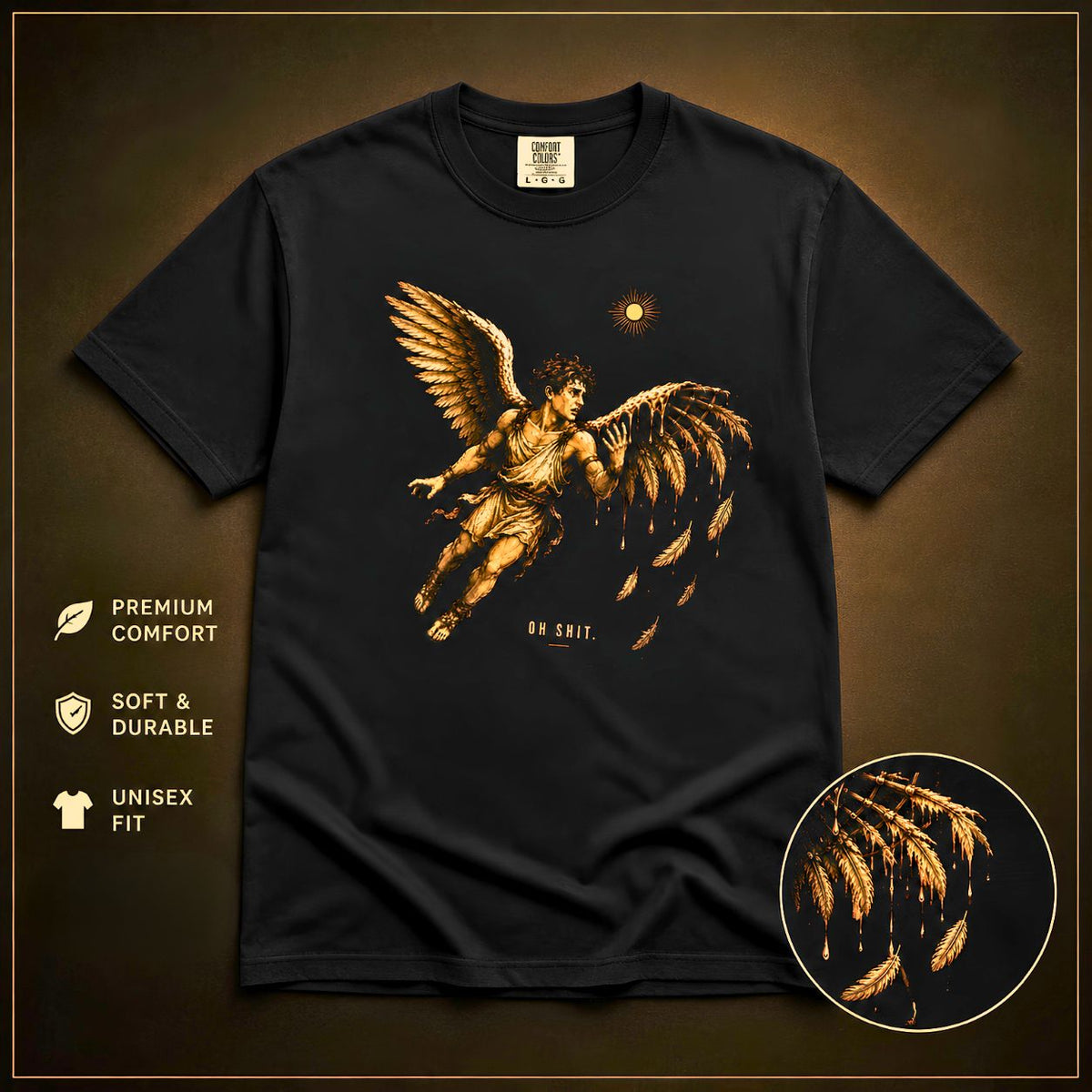 Icarus Shirt | Greek Mythology Tee | Hubris & Ambition Graphic | Literary Humor | Comfort Colors 1717