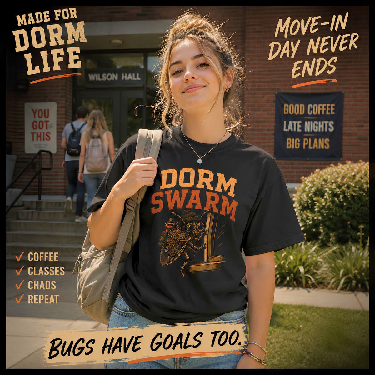 Dorm Swarm Shirt, Funny College Stink Bug Tee
