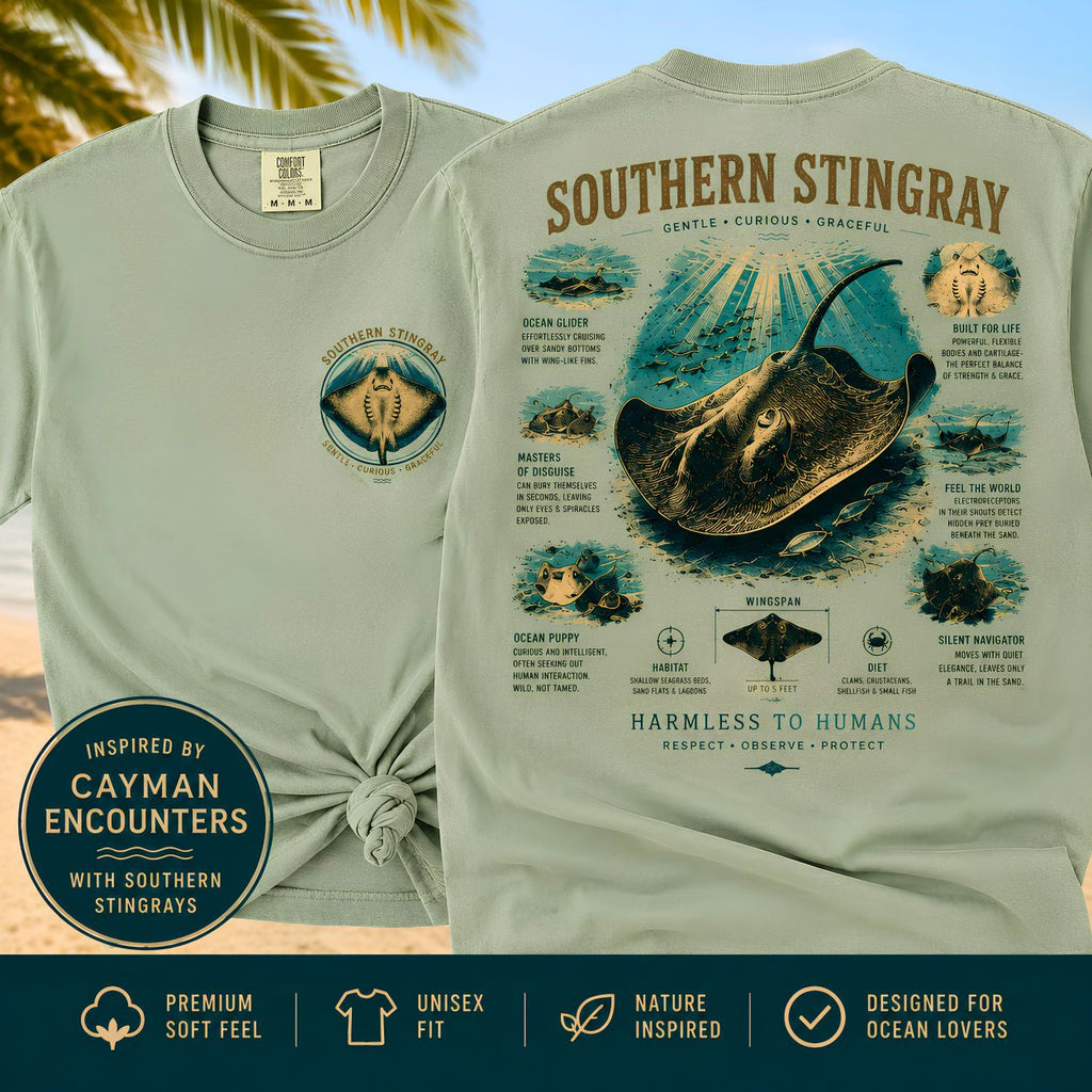 Southern Stingray Shirt | Ocean Puppy Tee | Stingray Lover Gift | Inspired by Cayman Encounters | Marine Life Graphic T-Shirt