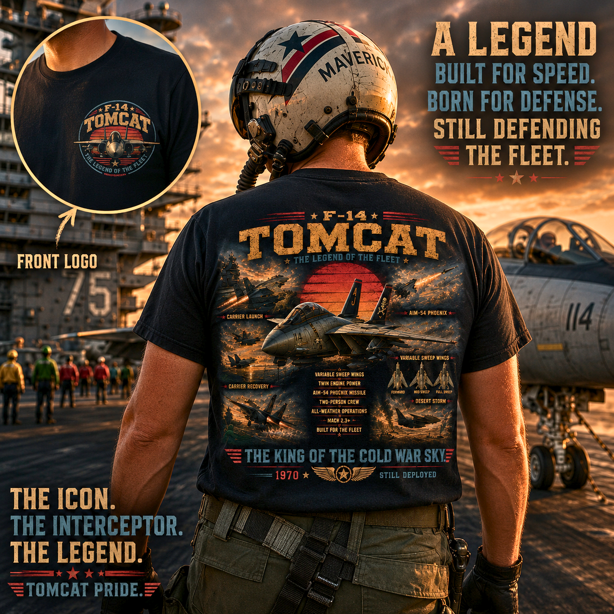 F-14 Tomcat Fighter Jet T-Shirt Vintage Military Aviation Artwork