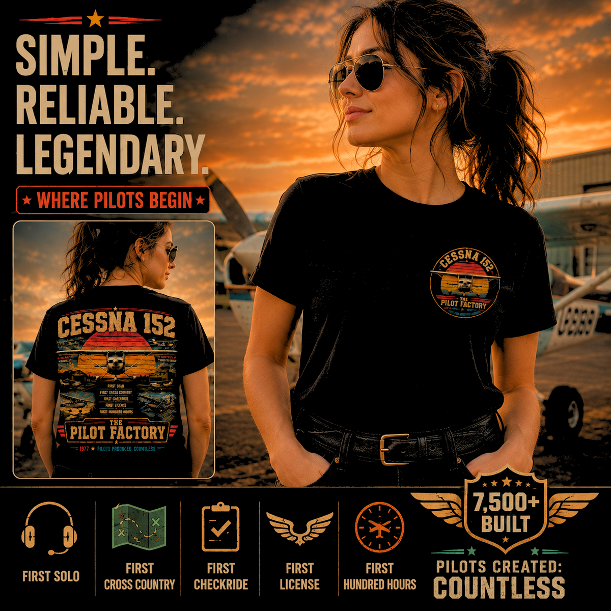 Cessna 152 Pilot Factory aviation T-shirt product image 3