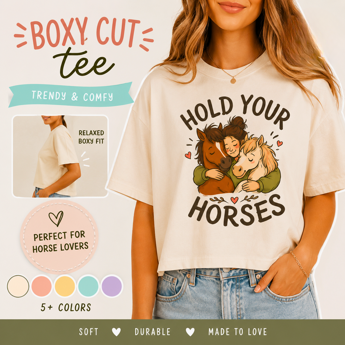 Hold Your Horses Tee Cute Horse Illustration, Equestrian Shirt