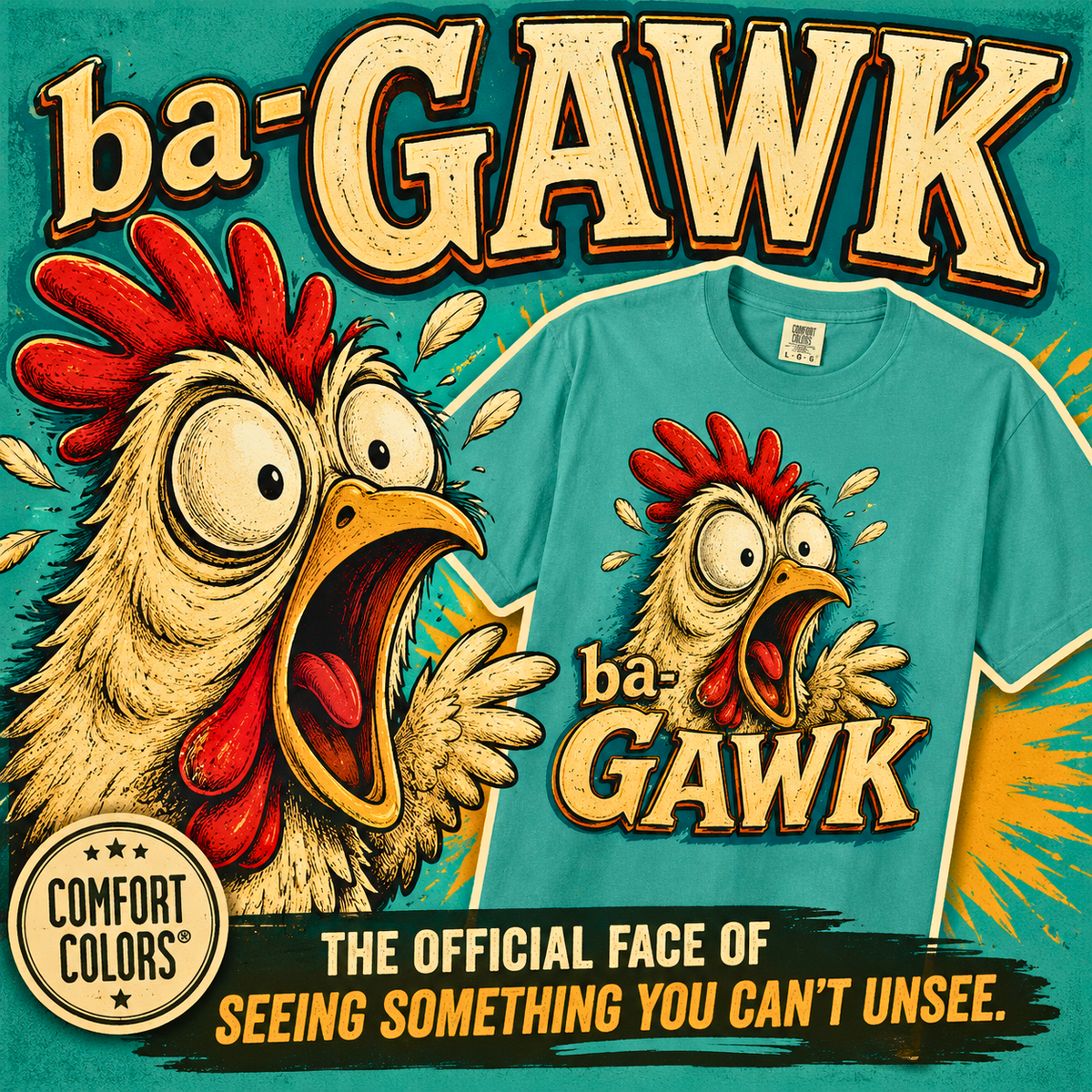 ba-GAWK Chicken Shirt Funny Chicken Graphic Tee