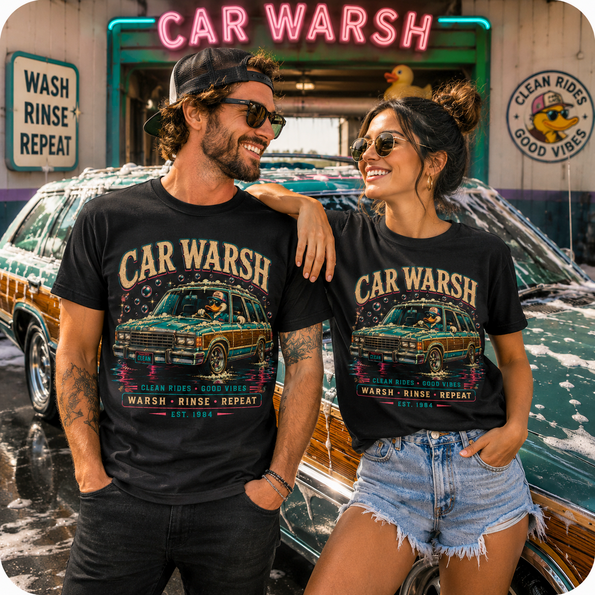 Car Warsh Shirt Warsh Rinse Repeat Tee