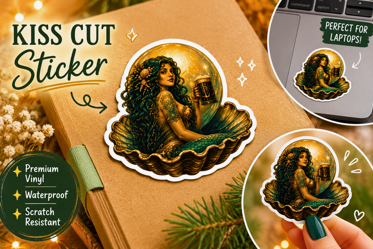 The Murky Pearl Mermaid Kiss-Cut Sticker Fantasy Mermaid Vinyl Decal