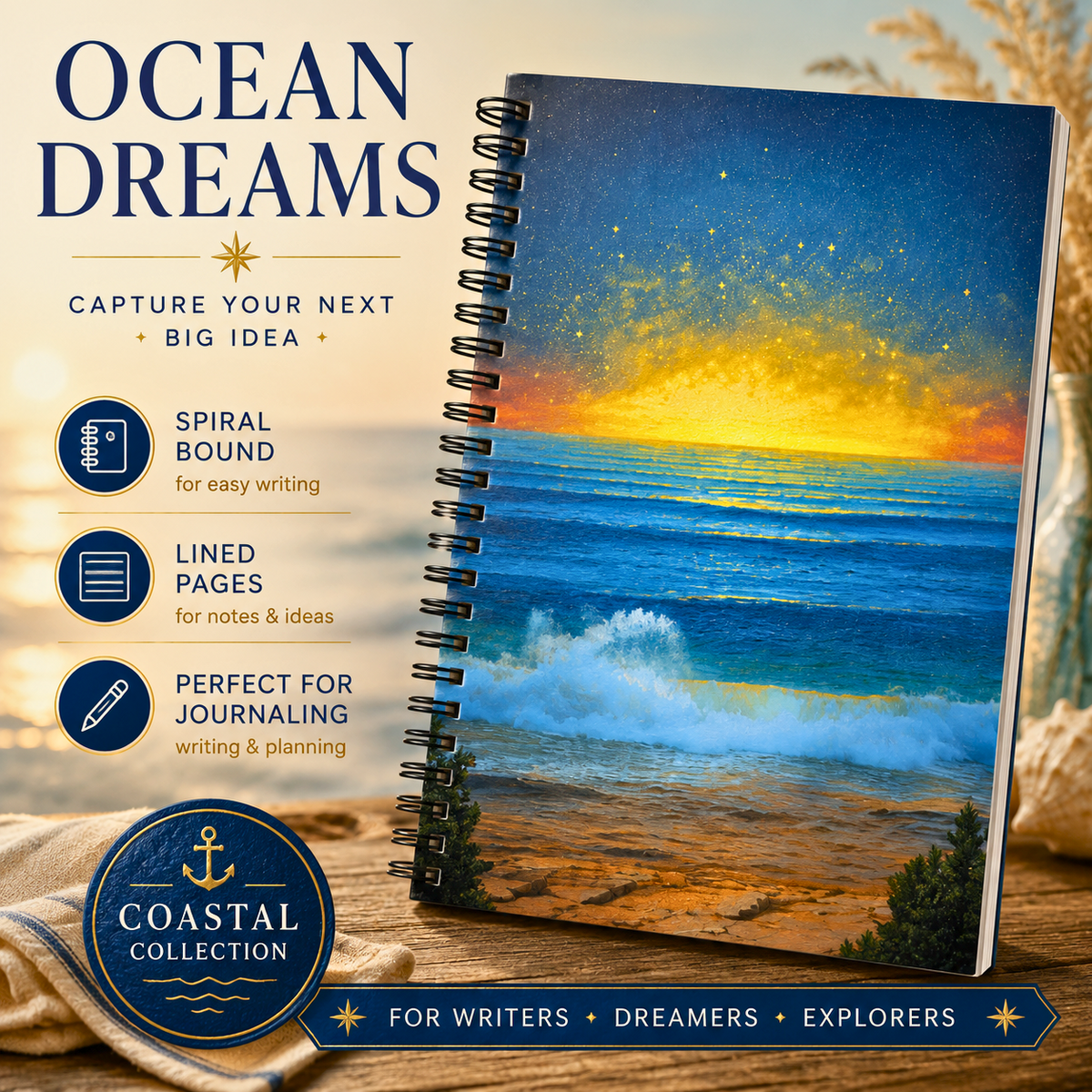 Ocean Dreams Notebook Coastal Journal