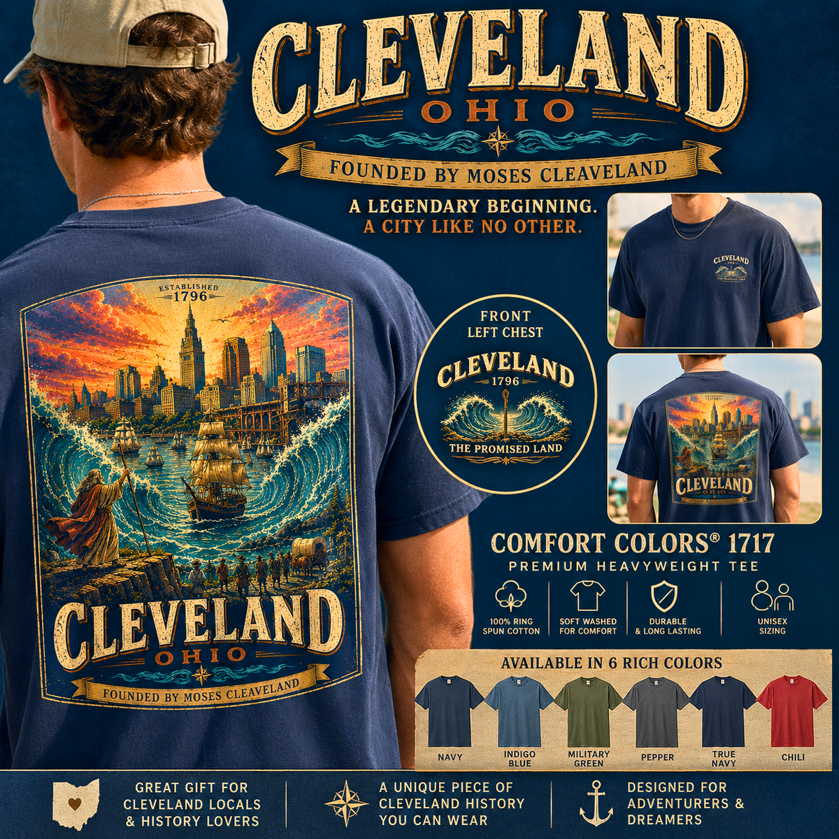 Cleveland Ohio Shirt Moses Cleaveland 1796 Tee