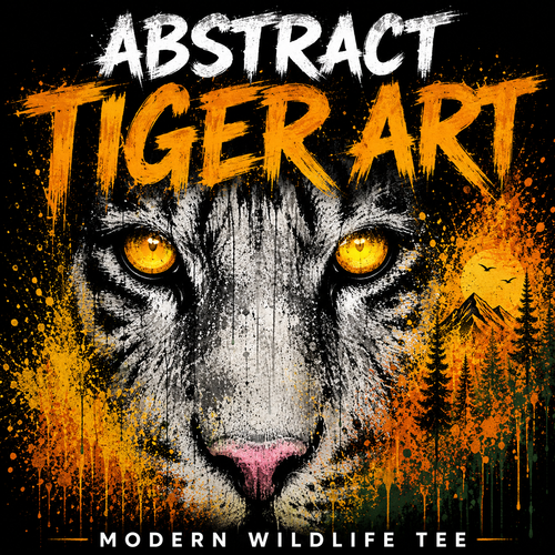 Abstract Tiger Art Shirt Paint Splash Wildlife Tee