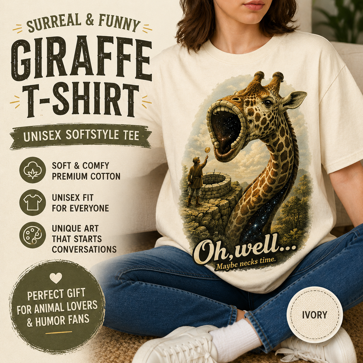 Oh Well Maybe Necks Time Shirt, Funny Giraffe Pun T Shirt