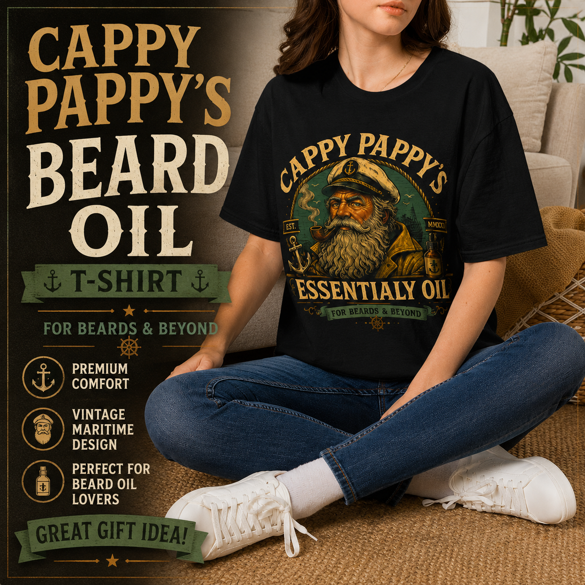 Cappy Pappys Essentialy Oil™ Shirt, Ocean Infused Beard & Beyond Formula