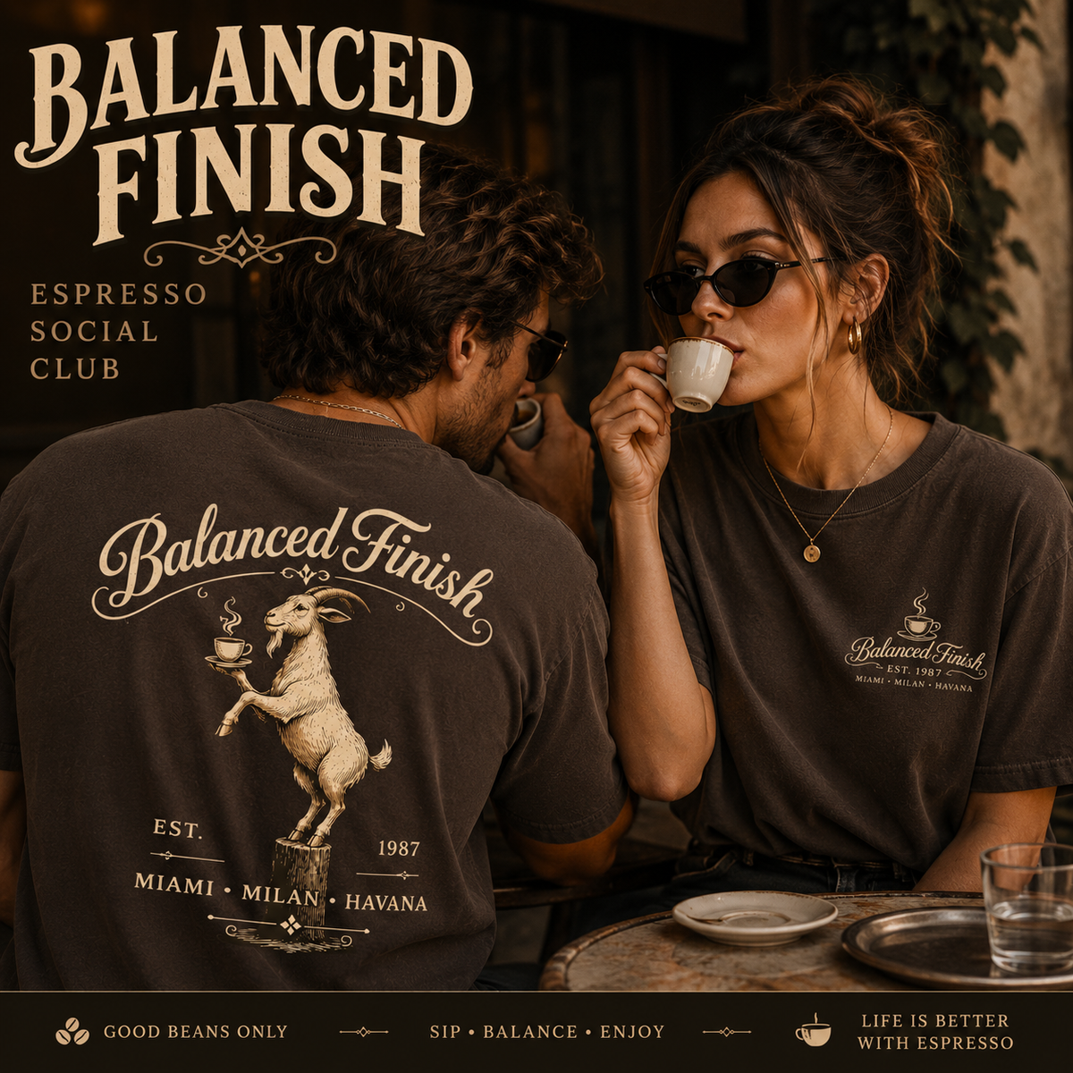 Balanced Finish Goat Espresso Shirt, Funny Coffee Snob Tee