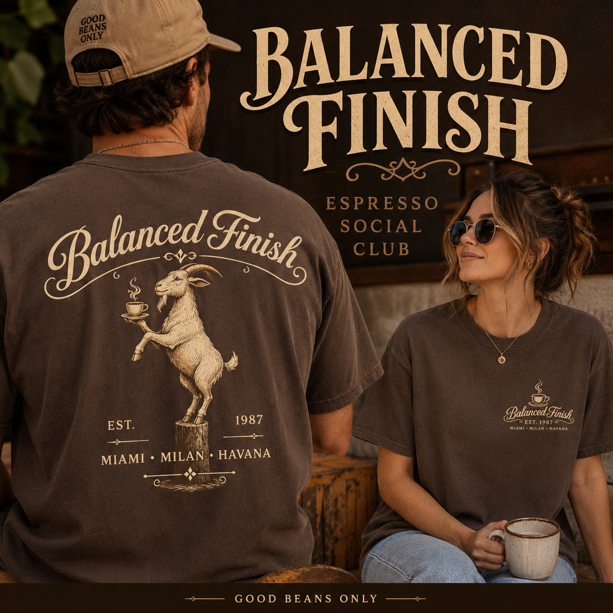 Balanced Finish Goat Espresso Shirt, Funny Coffee Snob Tee, Espresso Social Club Shirt, Cafe Aesthetic Shirt, Barista Gift Tee