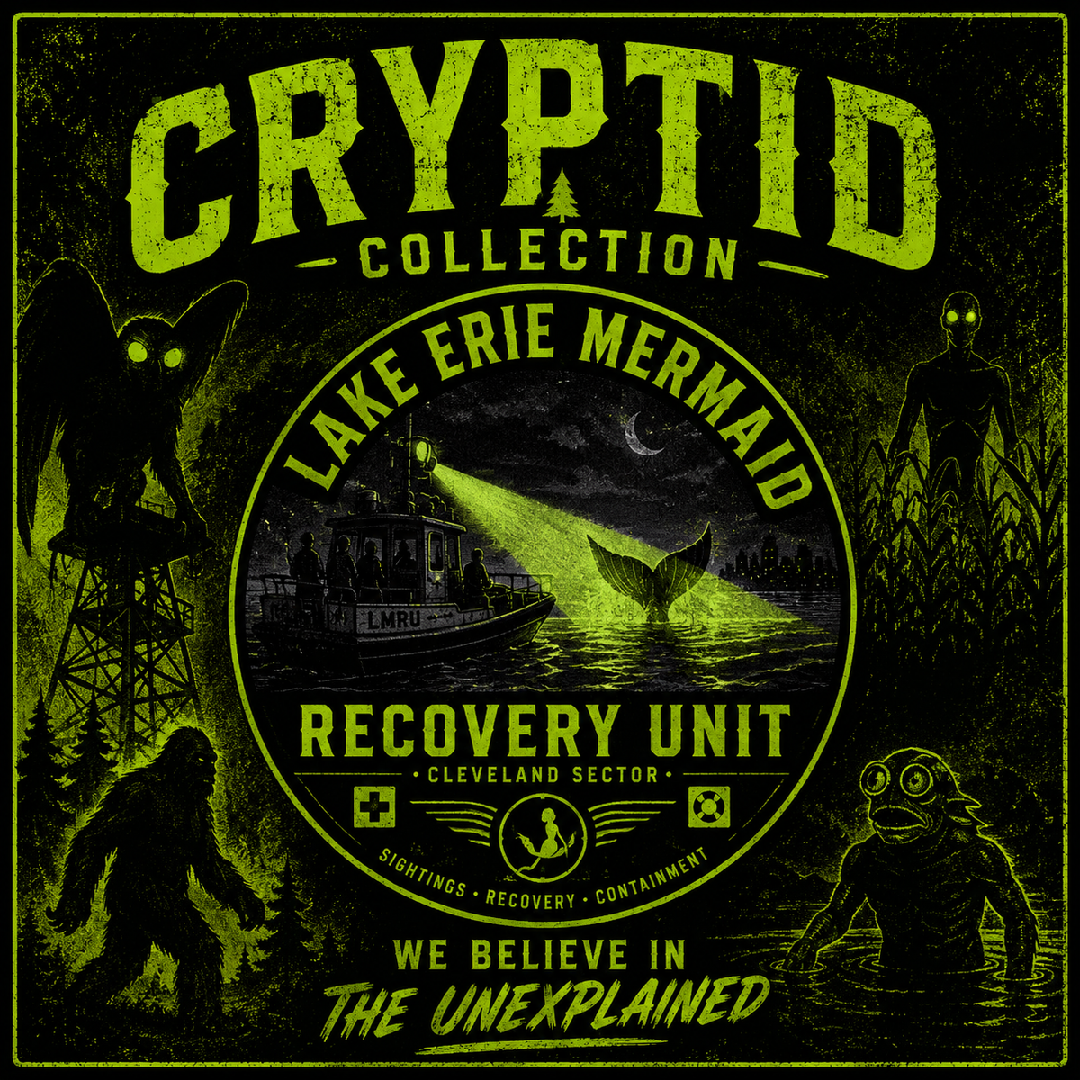 Lake Erie Mermaid Recovery Unit Shirt, Midwest Cryptid Tee