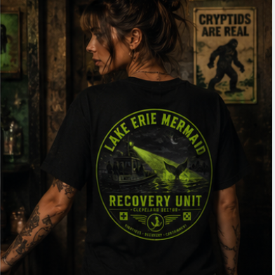 Lake Erie Mermaid Recovery Unit Shirt, Midwest Cryptid Tee, Great Lakes Monster Shirt, Neon Horror Graphic Tee, Cleveland Ohio Cryptid Gift
