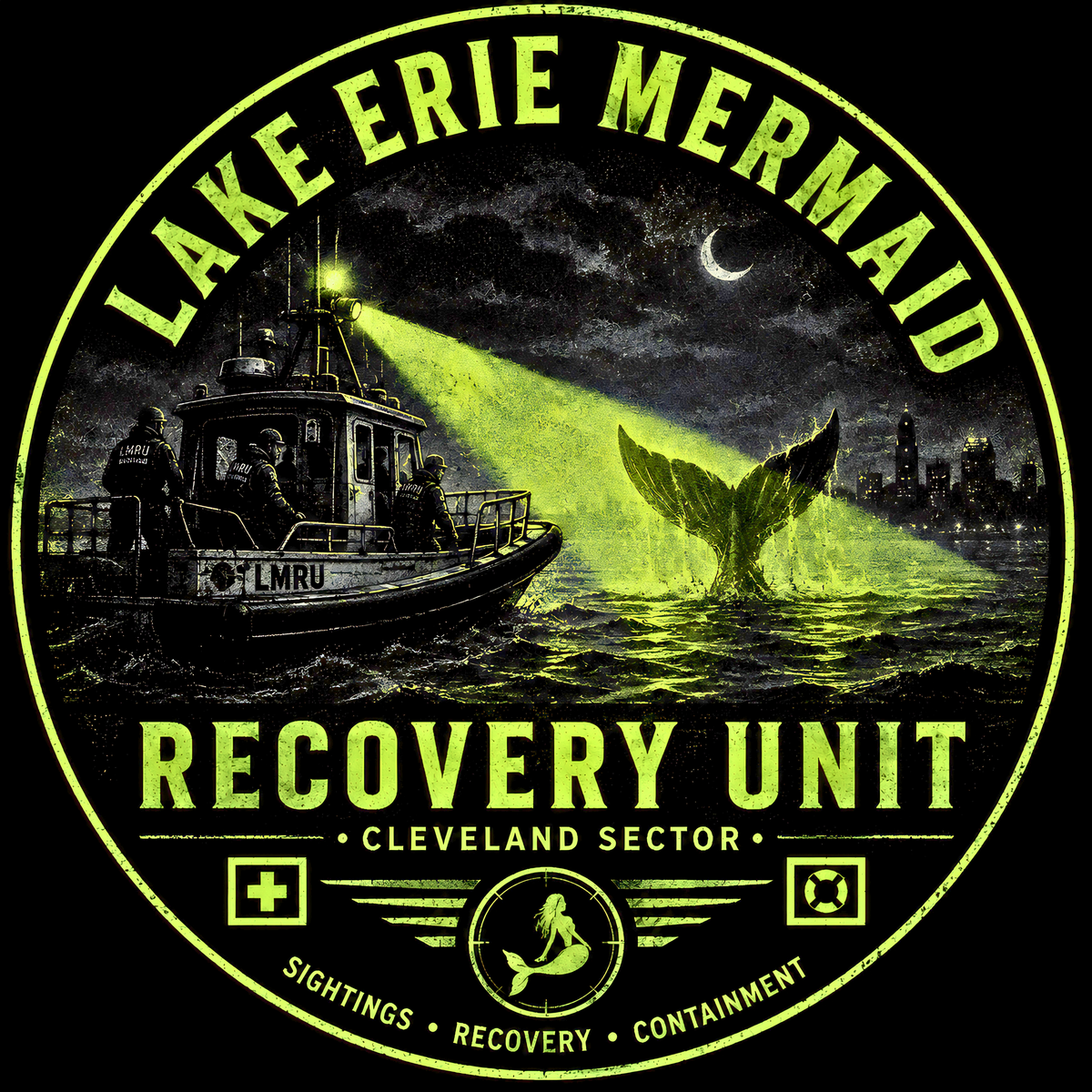 Lake Erie Mermaid Recovery Unit Sticker | Round Vinyl Sticker